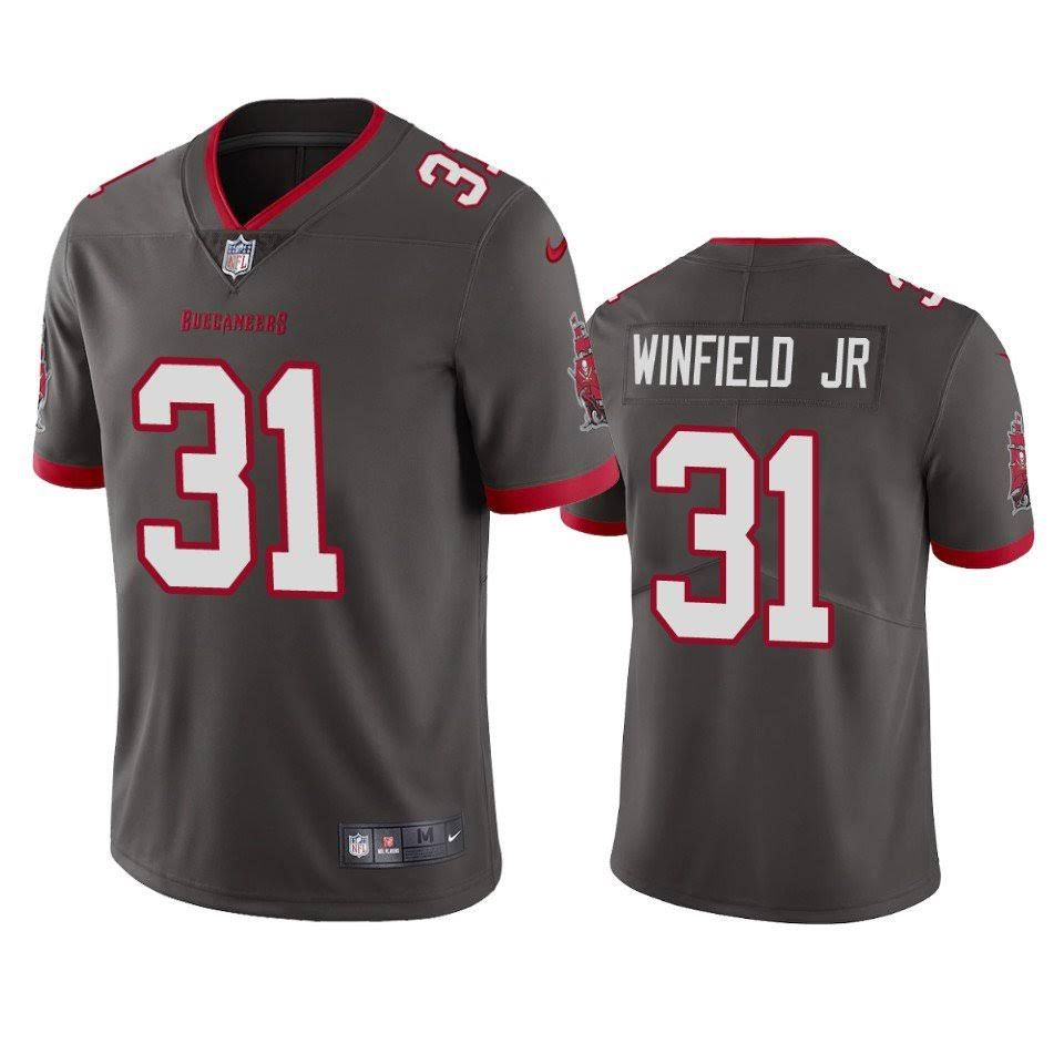 Men Tampa Bay Buccaneers #31 Antoine Winfield Jr Nike Pewter Alternate Vapor Limited NFL Jersey
